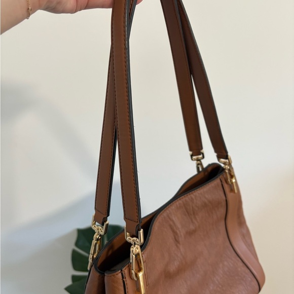 Calvin Klein Ellie Novelty Large Triple Compartment Brown Leather Shoulder Bag - Picture 5 of 16